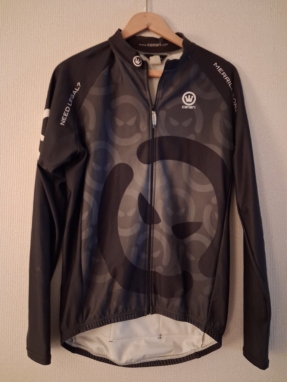 UNIQUE Canari Black & Gray Lightweight Cycling Jersey Men Sz L